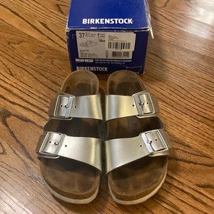 Birkenstock Arizona Metallic Silver-Size 37